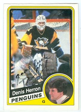 Picture of Autograph 122221 Pittsburgh Penguins 1984 O Pee Chee No. 176 Dennis Herron Autographed Hockey Card