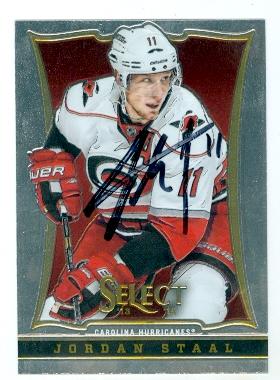 Picture of Autograph 122270 Carolina Hurricanes 2013 Score Select No. 130 Jordan Staal Autographed Hockey Card