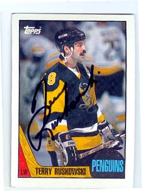 Picture of Autograph 123697 Pittsburgh Penguins 1987 Topps No. 73 Terry Ruskowski Autographed Hockey Card