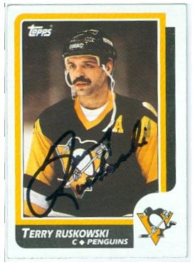 Picture of Autograph 123704 Pittsburgh Penguins 1986 Topps No. 111 Terry Ruskowski Autographed Hockey Card