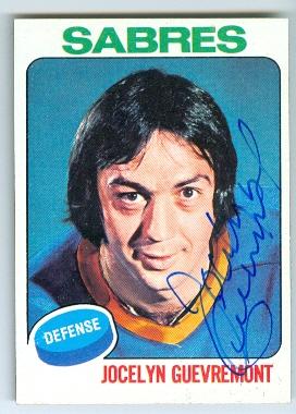 Picture of Autograph 123705 Buffalo Sabres 1975 Topps No. 216 Jocelyn Guevremont Autographed Hockey Card