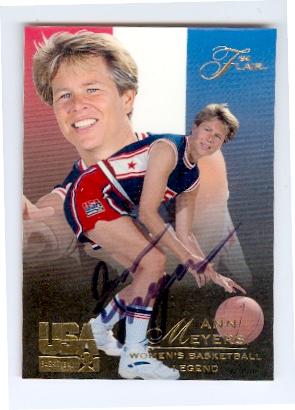 Picture of Autograph 123550 Team USA Womens Basketball 1994 Fleer No. 116 Ann Meyers Autographed Basketball Card