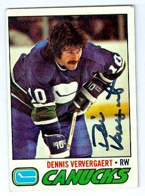 Picture of Autograph 123598 Vancouver Canucks 1977 Topps No. 56 Dennis Ververgaert Autographed Hockey Card