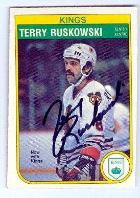 Picture of Autograph 123610 Los Angeles Kings Chicago Blackhawks 1982 O Pee Chee No. 72 Terry Ruskowski Autographed Hockey Card