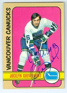 Picture of Autograph 123614 Vancouver Canucks 1972 Topps No. 75 Jocelyn Guevremont Autographed Hockey Card