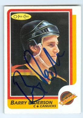 Picture of Autograph 123622 Vancouver Canucks 1986 O Pee Chee No. 34 Barry Pederson Autographed Hockey Card
