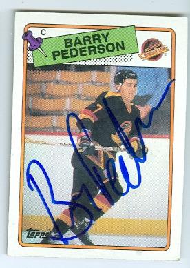 Picture of Autograph 123628 Vancouver Canucks 1988 Topps No. 32 Barry Pederson Autographed Hockey Card