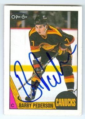 Picture of Autograph 123635 Vancouver Canucks 1987 O Pee Chee No. 177 Barry Pederson Autographed Hockey Card