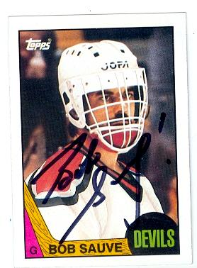Picture of Autograph 123652 New Jersey Devils 1987 Topps No. 140 Bob Sauve Autographed Hockey Card