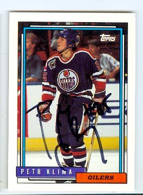 Picture of Autograph 123654 Edmonton Oilers 1992 Topps No. 26 Peter Klima Autographed Hockey Card