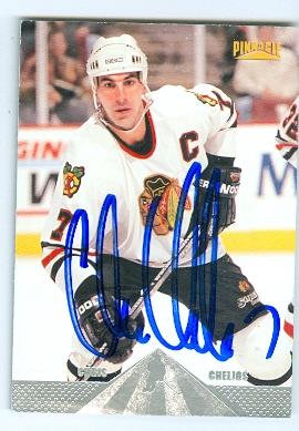 Picture of Autograph 123715 Chicago Blackhawks 1996 Pinnacle No. 34 Chris Chelios Autographed Hockey Card