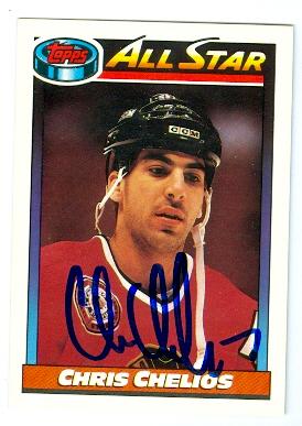 Picture of Autograph 123720 Chicago Blackhawks 1992 Topps No. 268 Alll Star Chris Chelios Autographed Hockey Card