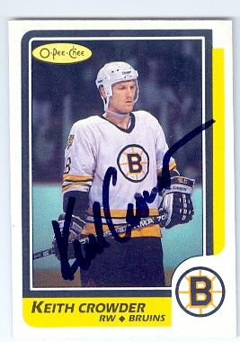 Picture of Autograph 123725 Boston Bruins 1986 O Pee Chee No. 130 Keith Crowder Autographed Hockey Card