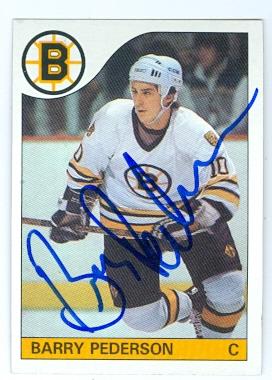 Picture of Autograph 123734 Boston Bruins 1985 Topps No. 52 Barry Pederson Autographed Hockey Card