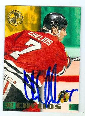 Picture of Autograph 123736 Chicago Blackhawks 1995 Topps Stadium Club No. 38 Chris Chelios Autographed Hockey Card