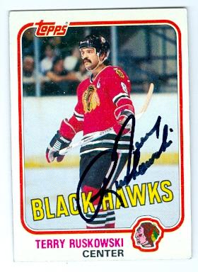 Picture of Autograph 123754 Chicago Blackhawks 1981 Topps No. 74 Terry Ruskowski Autographed Hockey Card