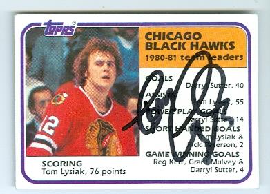 Picture of Autograph 123758 Chicago Blackhawks 1981 Topps No. 49 Tom Lysiak Autographed Hockey Card
