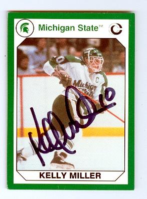 Picture of Autograph 123777 Michigan State 1990 College Collection No. 145 Kelly Miller Autographed Hockey Card