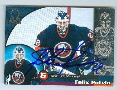 Picture of Autograph 124616 New York Islanders 1993 Pacific Omega No. 150 Felix Potvin Autographed Hockey Card