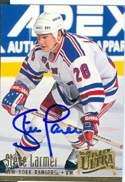 Picture of Autograph 124620 New York Rangers 1994 Fleer Ultra No. 138 Steve Larmer Autographed Hockey Card