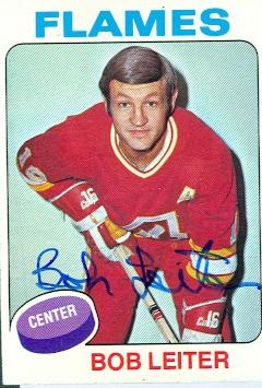 Picture of Autograph 124630 Calgary Flames 1975 Topps No. 191 Bob Leiter Autographed Hockey Card