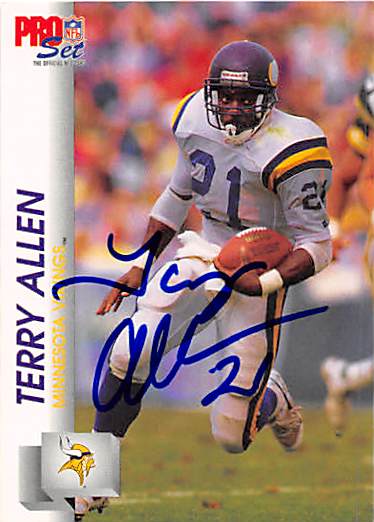 124838 Minnesota Vikings 1992 Pro Set No. 563 Terry Allen ed Football Card -  Autograph