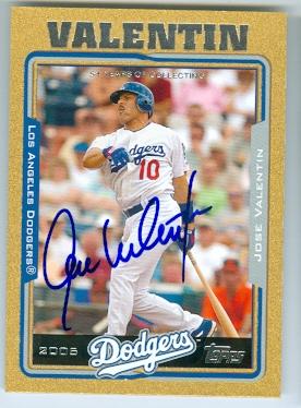 156533 Los Angeles Dodgers 2005 Topps No. Uh7 Gold Jose Valentin ed Baseball Card -  Autograph