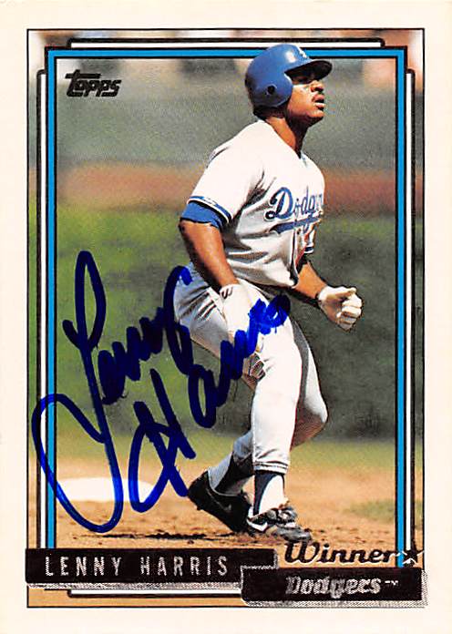 157128 Los Angeles Dodgers 1992 Topps No. 92 Gold Lenny Harris ed Baseball Card -  Autograph