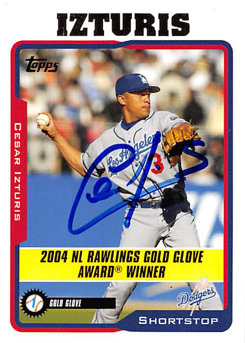 157155 Los Angeles Dodgers 2005 Topps No. 709 Gold Glove Cesar Izturis ed Baseball Card -  Autograph