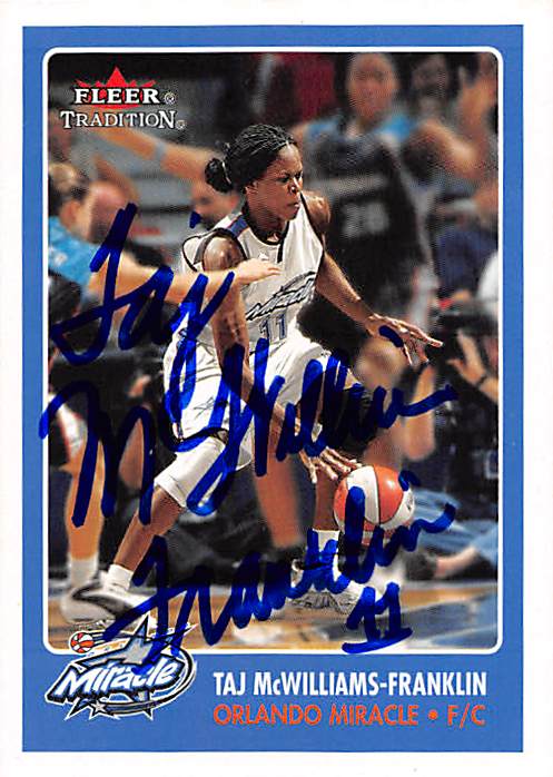 Picture of Autograph 157793 Orlando Miracle 2001 Fleer Tradition No. 12 Taj Mcwilliams Franklin Autographed Basketball Card