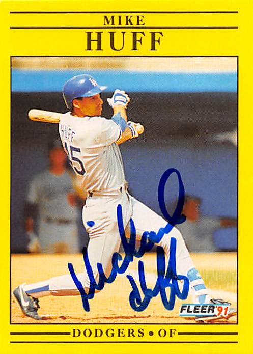 157197 Los Angeles Dodgers 1991 Fleer No. 210 Mike Huff ed Baseball Card -  Autograph