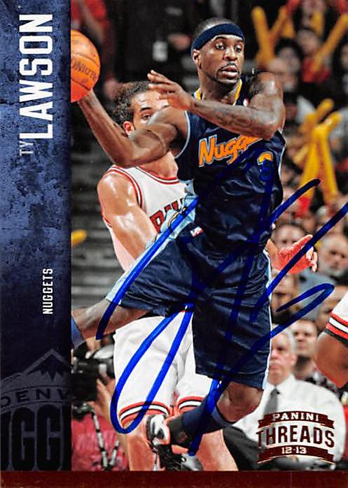 Picture of Autograph 157805 Denver Nuggets 2012 Panini Threads No. 30 Ty Lawson Autographed Basketball Card