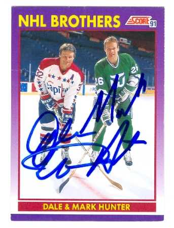 Picture of Autograph 157658 Nhl Brothers 1991 Score No. 306 Whalers & Capitals Dale Hunter & Mark Hunter Autographed Hockey Card