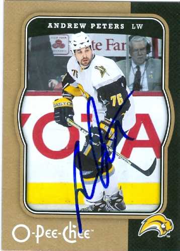 Picture of Autograph 157668 Buffalo Sabres 2007-2008 O-Pee-Chee Andrew Peters Autographed Hockey Card