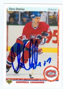 Picture of Autograph 157699 1990 Upper Deck No. 174  Montreal Canadiens Chris Chelios Autographed Hockey Card