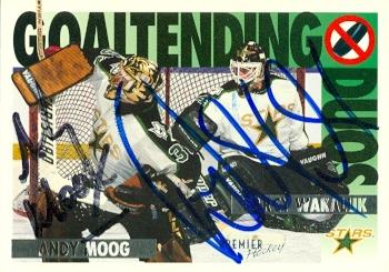 Picture of Autograph 157701 Dallas Stars 1994 Premier No. 81 Andy Moog & Darcy Wakaluk Autographed Hockey Card