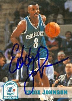 Picture of Autograph 157772 Charlotte Hornets 1994 Skybox Hoops No. 309 Eddie Johnson Autographed Basketball Card
