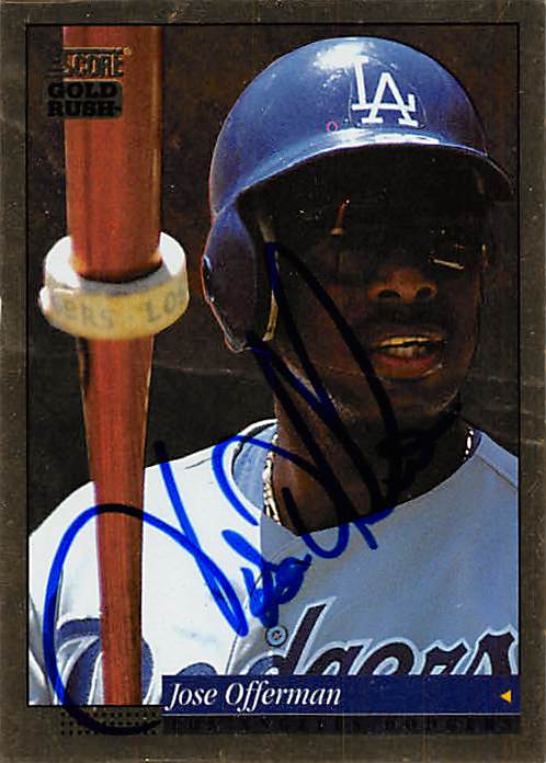 158070 Los Angeles Dodgers 1994 Score Gold Rush No. 340 Card Is Bent Jose Offerman ed Baseball Card -  Autograph