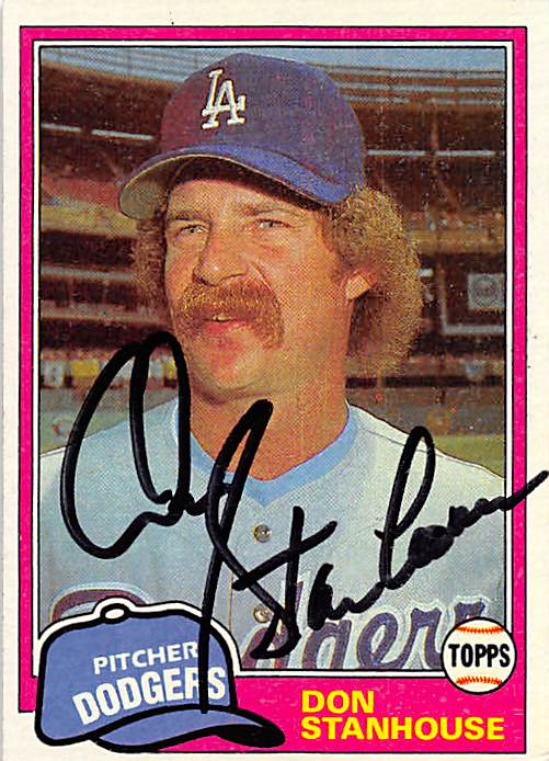 158480 Los Angeles Dodgers 1981 Topps No. 24 Don Stanhouse ed Baseball Card -  Autograph