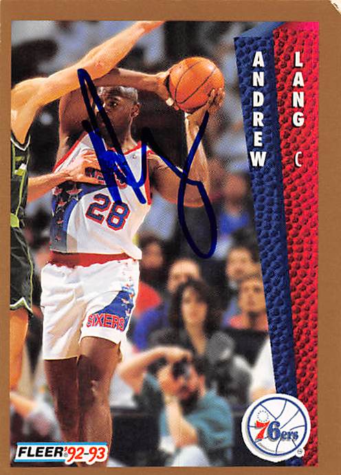 179191 Philadelphia 76Ers Ft 1992 Fleer No. 406 Andrew Lang ed Basketball Card -  Autograph