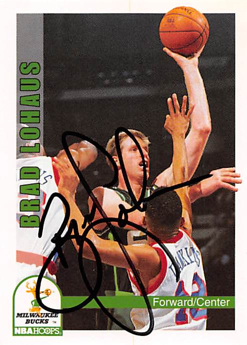 Picture of Autograph 179192 Milwaukee Bucks Ft 1993 Hoops No. 418 Brad Lohaus Autographed Basketball Card
