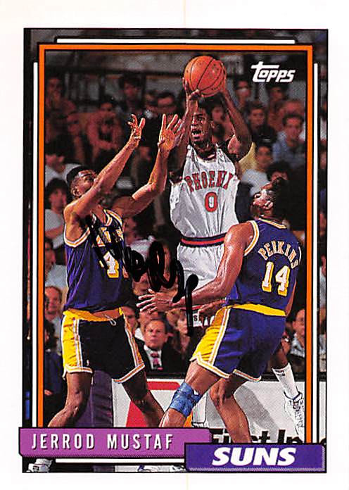 Picture of Autograph 179198 Phoenix Suns Ft 1992 Topps No. 43 Jerrod Mustaf Autographed Basketball Card