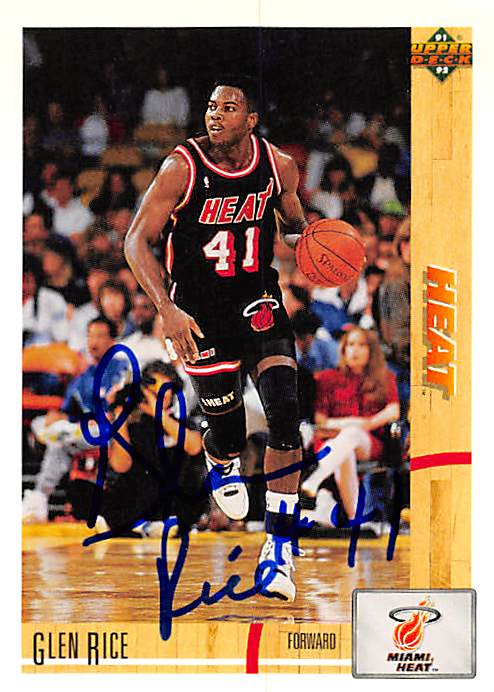 Picture of Autograph 179144 Miami Heat Ft 1992 Upper Deck No. 147 Glen Rice Autographed Basketball Card