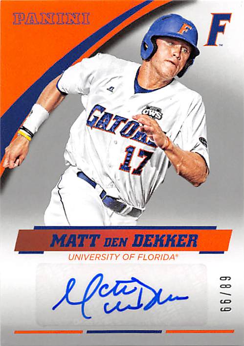 Florida Gators 2015 Panini Team Collection No. Dm-Fl Matt Den Dekker ed Baseball Card