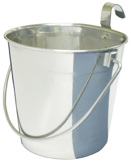 Picture of Advance Pet 2034  Heavy Stainless Steel Flat Bucket with Hook - 6 Quart