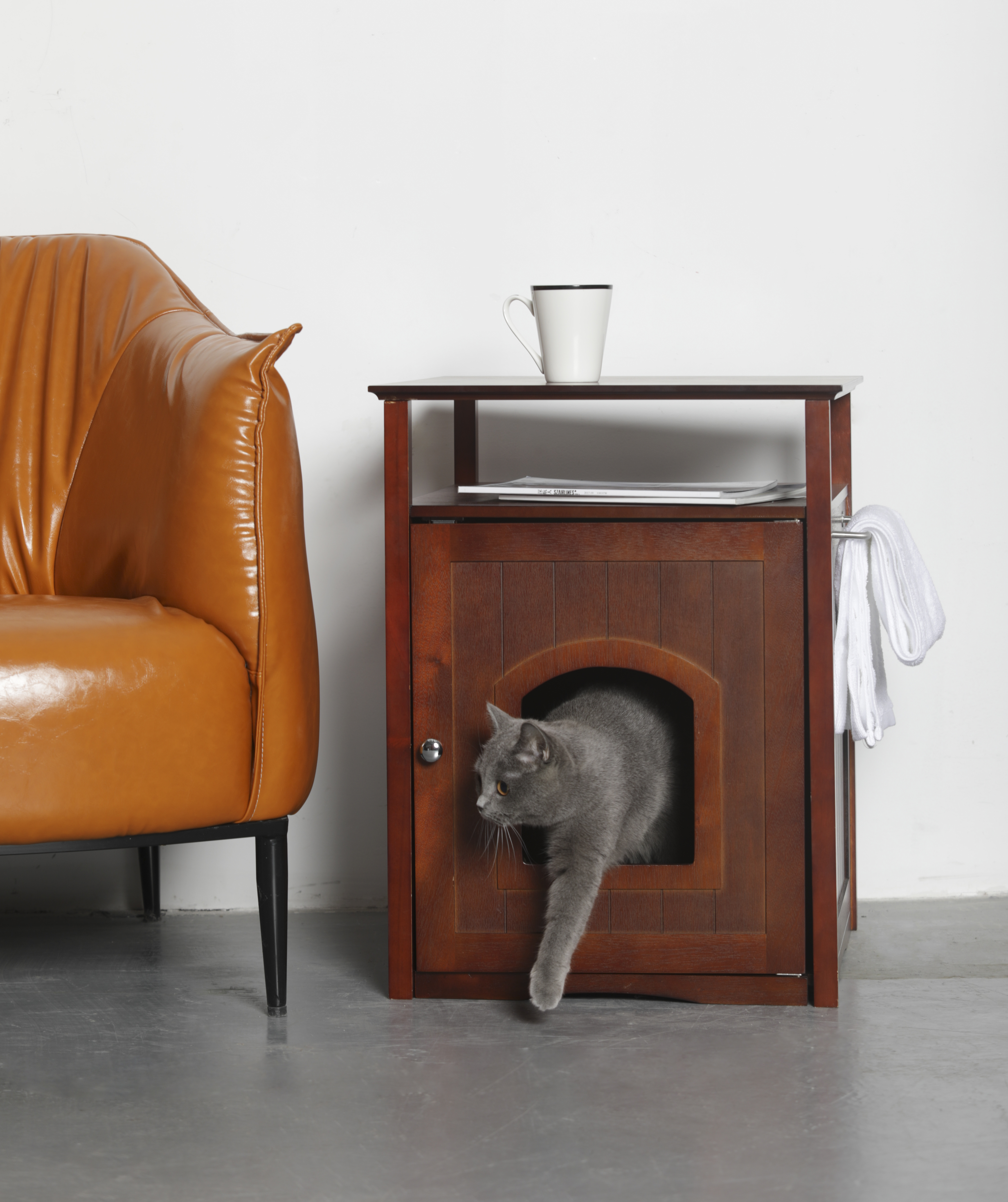 Picture of Merry Products MPS008 Cat Washroom - Night Stand Pet House - Walnut