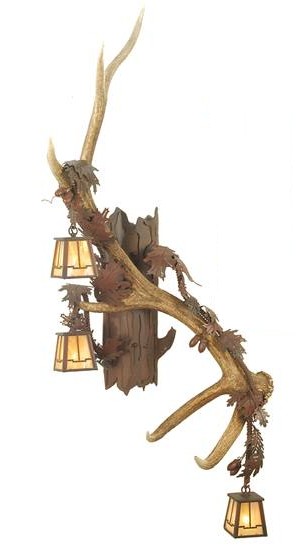 82835 Elk Horn 3 Light Vertical Right Wall Sconce