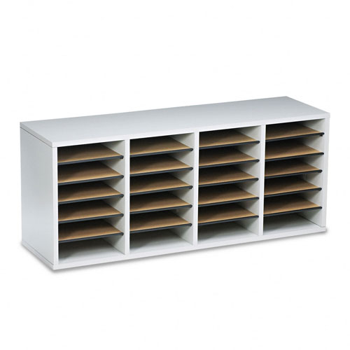 24-Compartment Adjustable Literature Organizer - Gray - 39.375in. Width - Stackable
