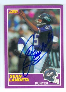 211806 New York Giants Super Bowl Champion 1989 Score No. 371S Sean Landeta ed Football Card -  Autograph