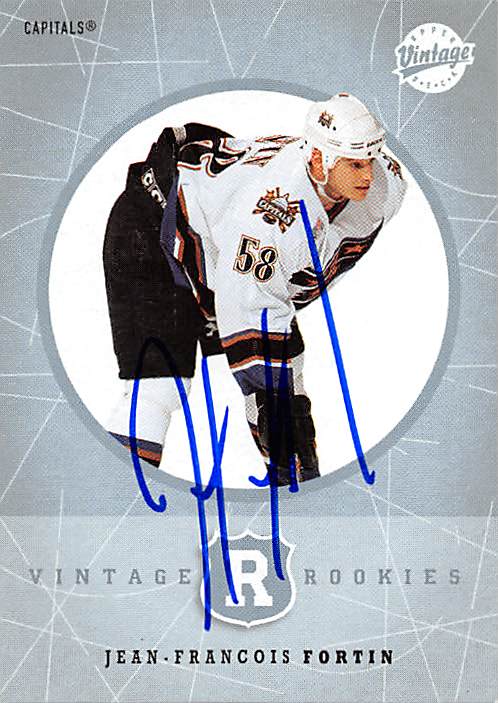 212069 Washington Capitals 2002 Upper Deck Vintage No. 348 Jean-Francois Fortin ed Hockey Card -  Autograph